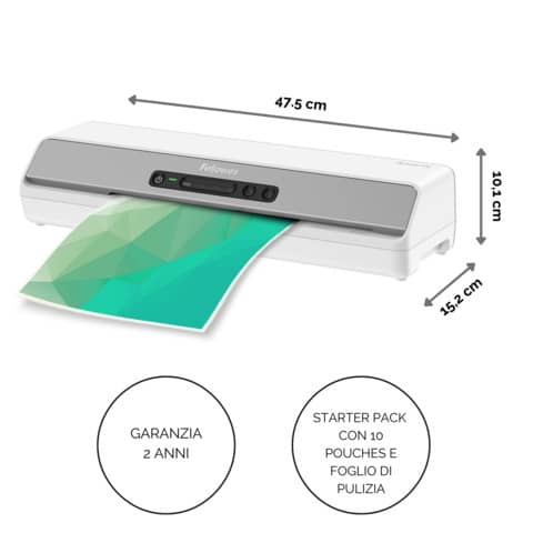 Plastificatrice a caldo Amaris 6 rulli - formato A3 Fellowes bianca 8058201